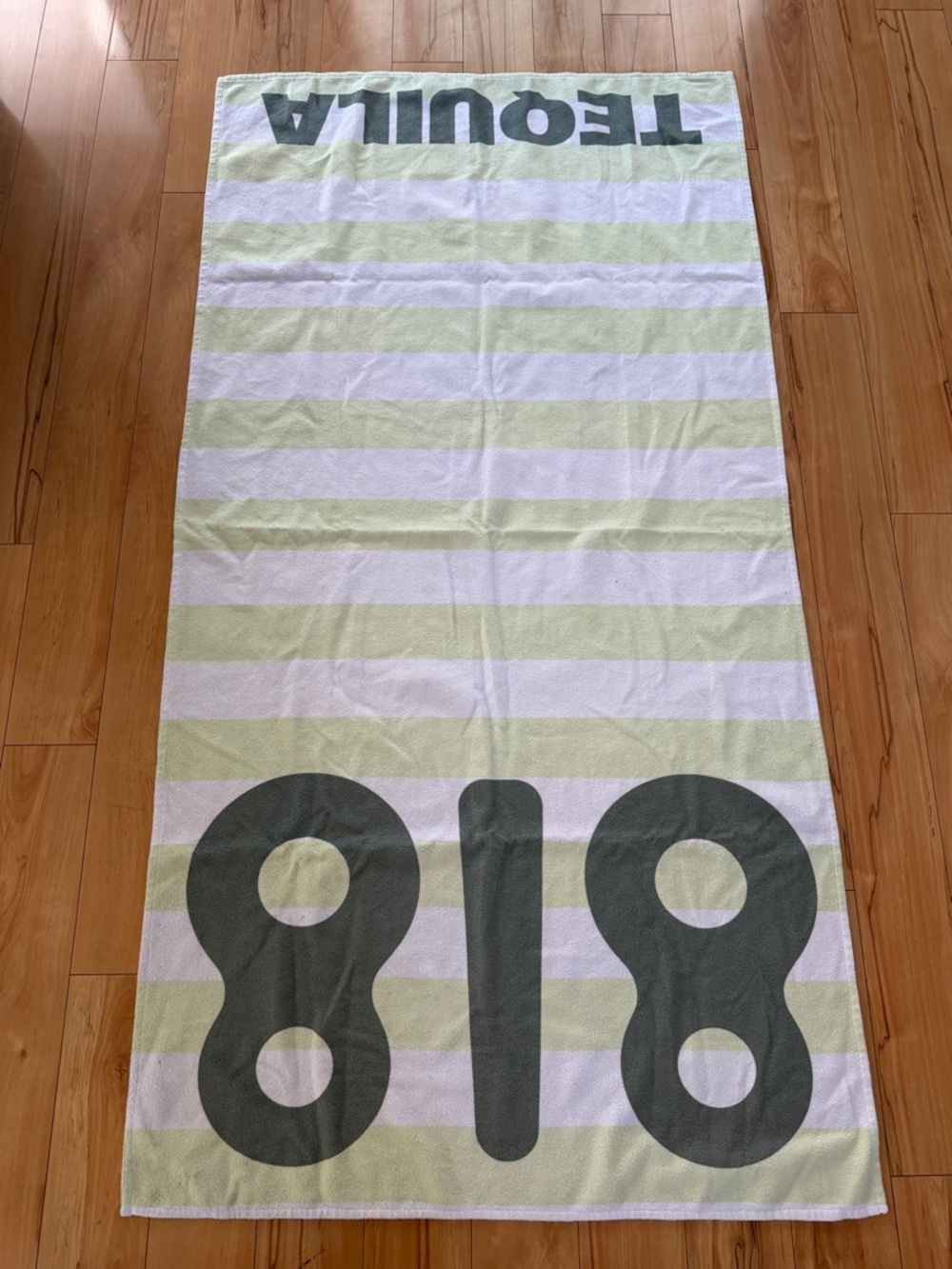 Tequila 818 Striped Beach Towel - Green & White